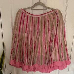 J. Crew Pink and Green Striped A-Line Skirt